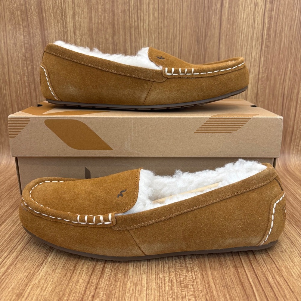 Koolaburra by UGG Lezly Moccasin Slippers Womens 8 Chestnut Suede Faux Fur NEW